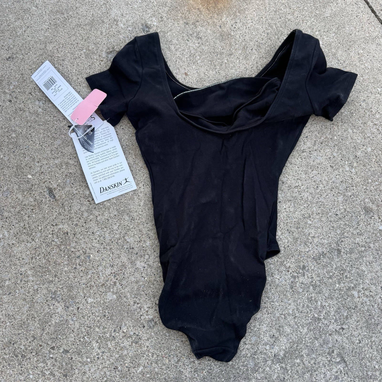 VTG NWT Danskin Nadia Comaneci Black Bodysuit Leotard Gymnast Sz S 1174 1995