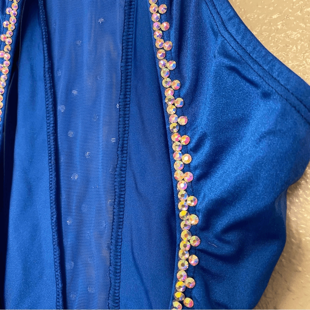 Georgie Girl Custom solo dance costume royal blue rhinestoned lyrical dress SA