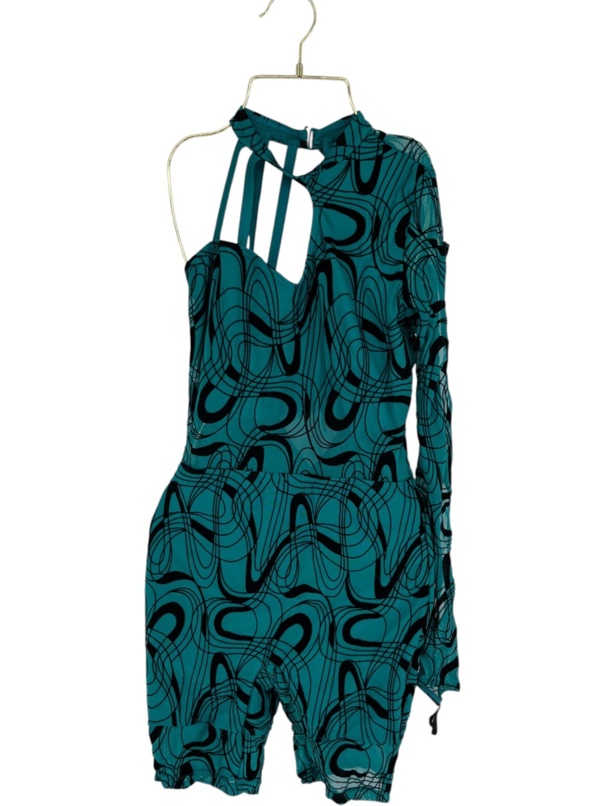 Weissman Biketard Women’s Size Medium 15854 Teal Flocked Y2K Performancecore