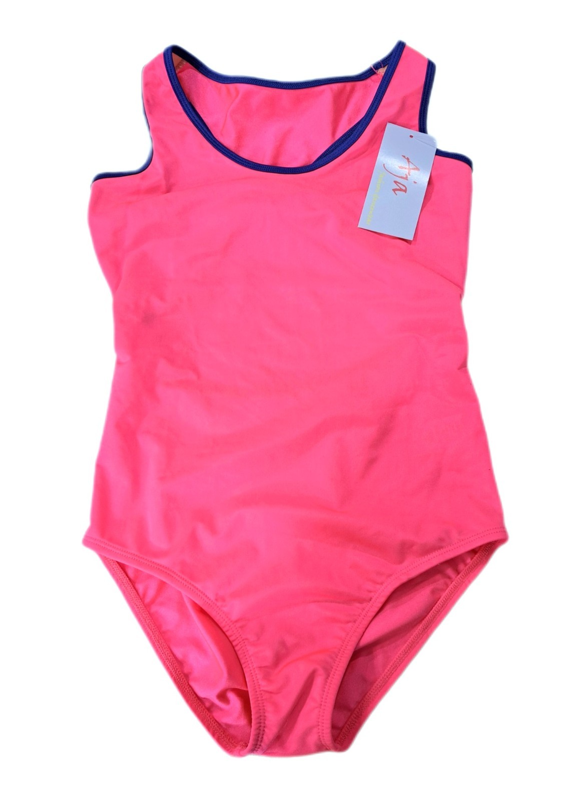 Aja VTG 90s Twisted Triangle Open Back Leotard Coolmax Bra Liner Neon Pink AM