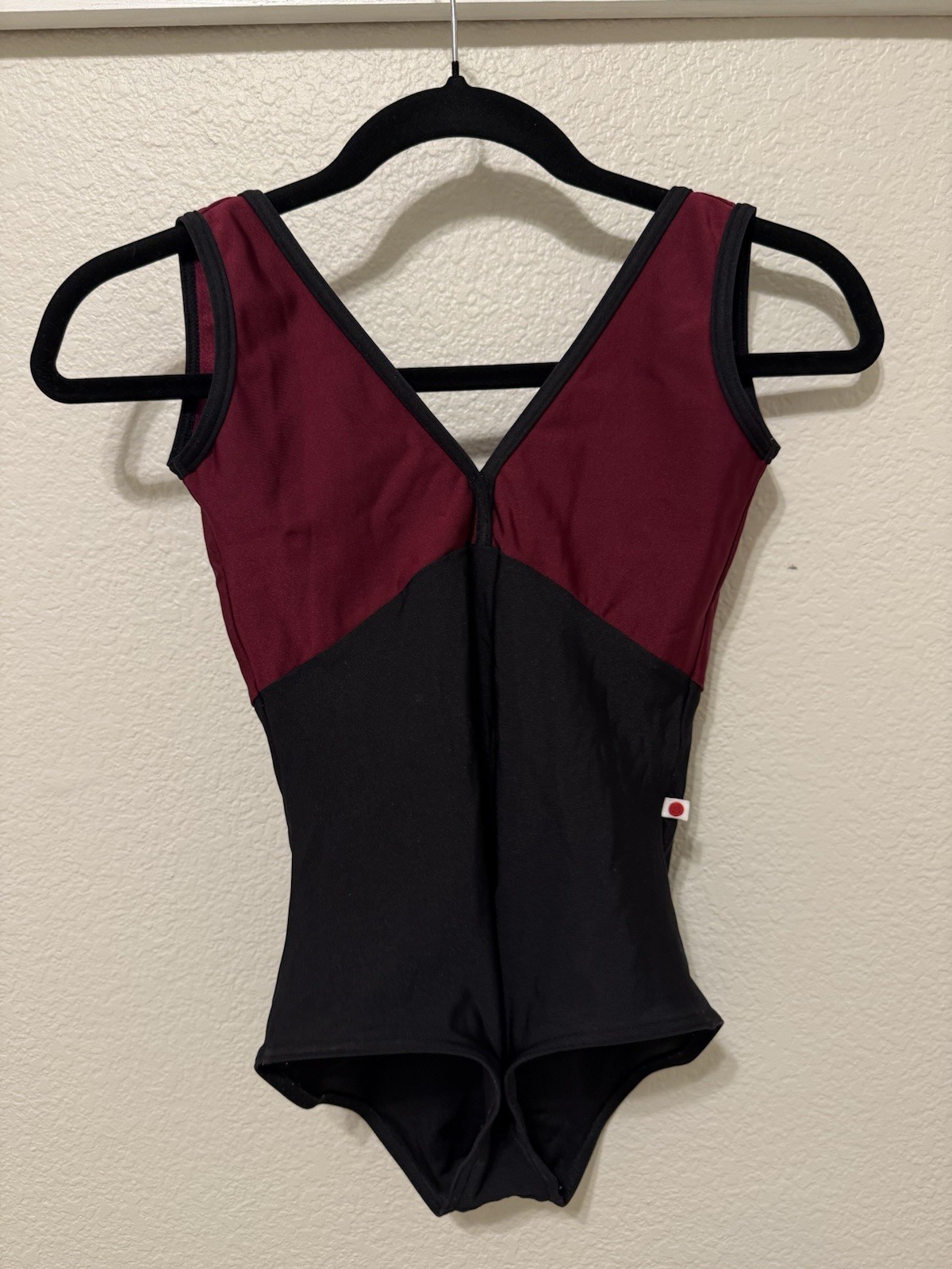 Yumiko Leotard “Alicia” Burgundy And Black Size Small