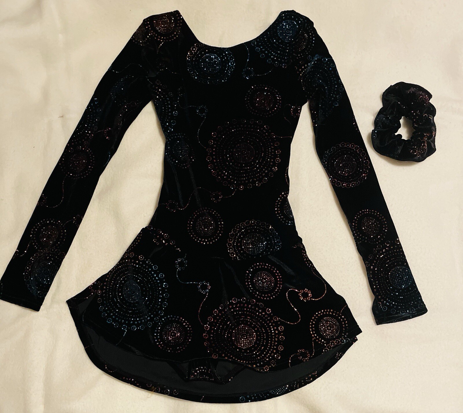 Mondor Glitter Black Multicolor Kids Dance Figure Skating Leotard