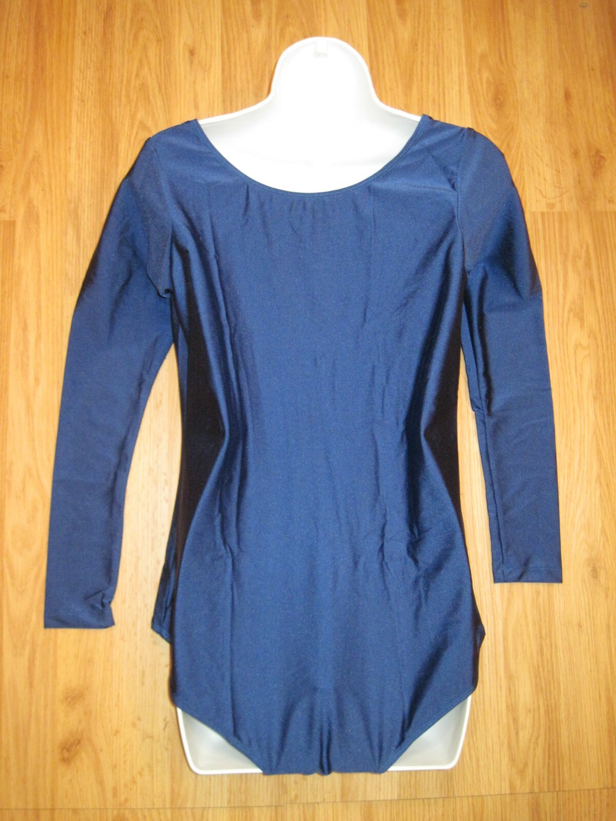 Plus Size Shiny Navy Blue Spandex Long Sleeve Scoop Neck Leotard Size XXL New