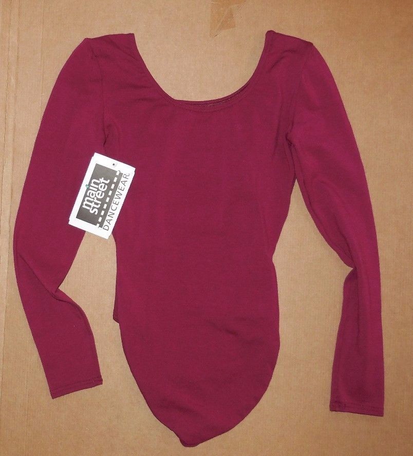NWT Main Street Long Sleeved Cotton Petite Adult Ladies Dance Wine Burgandy