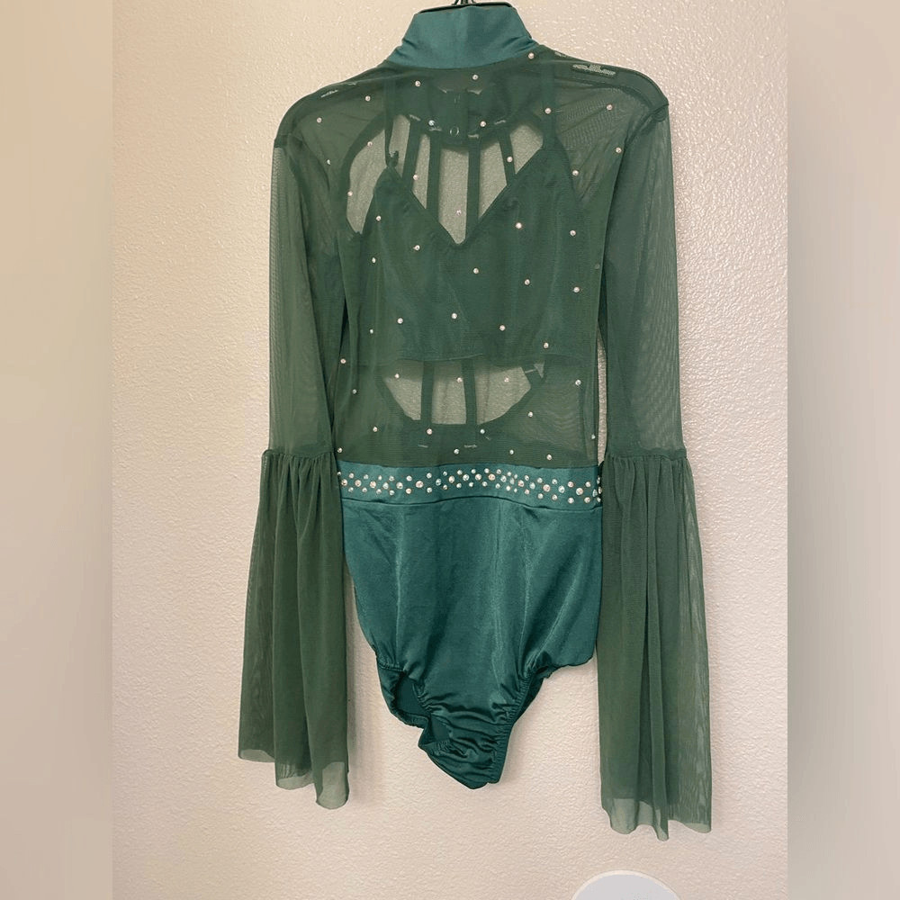 Kelle Dance competition costume solo green mesh lyrical contemporary MA adult
