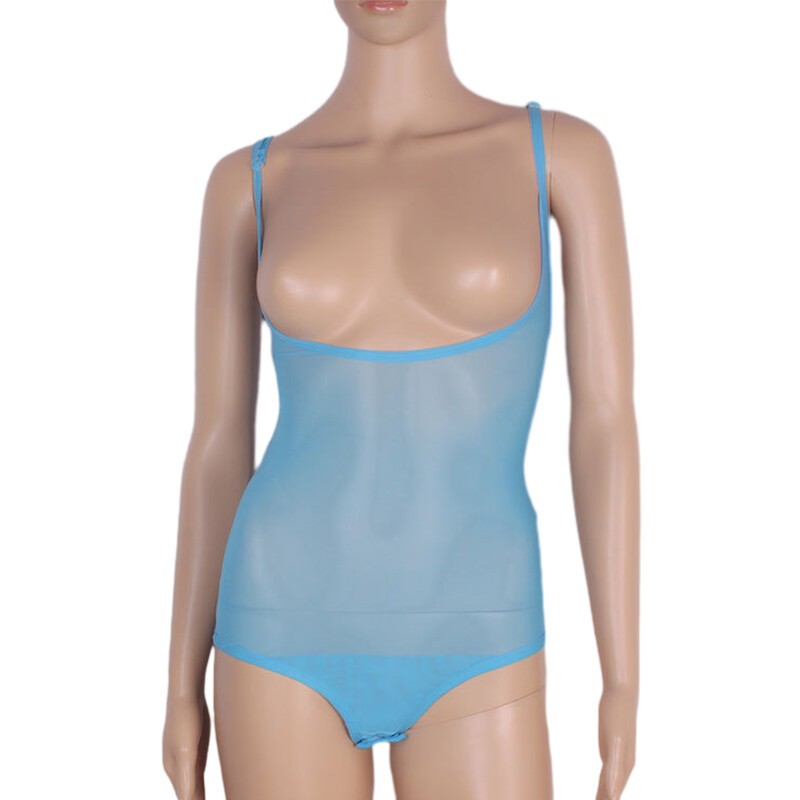 Women Belly Dance Body Stocking Sleeveless Stretch Mesh Sling Leotard Bodysuit