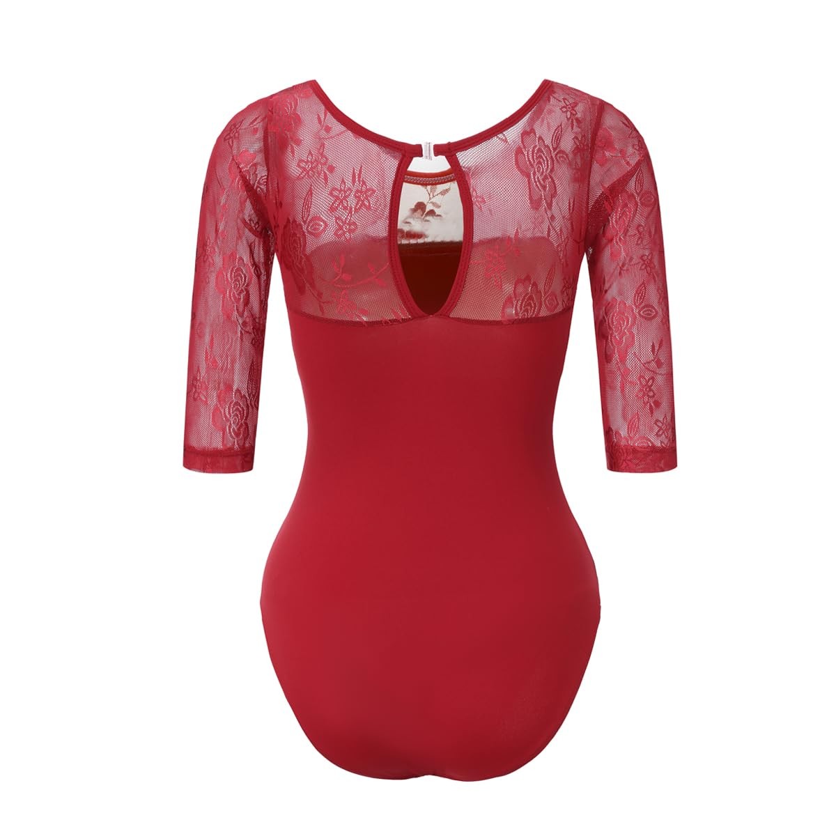 Adult Ballet 3/4 Sleeve Lace Back Leotard Womens Dance Gymnastics Bodysuit