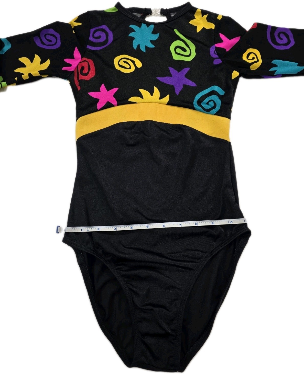 Body Wrappers Vintage 80s Open Back LS Colorful Leotard Dance Preteen Adult XS/S