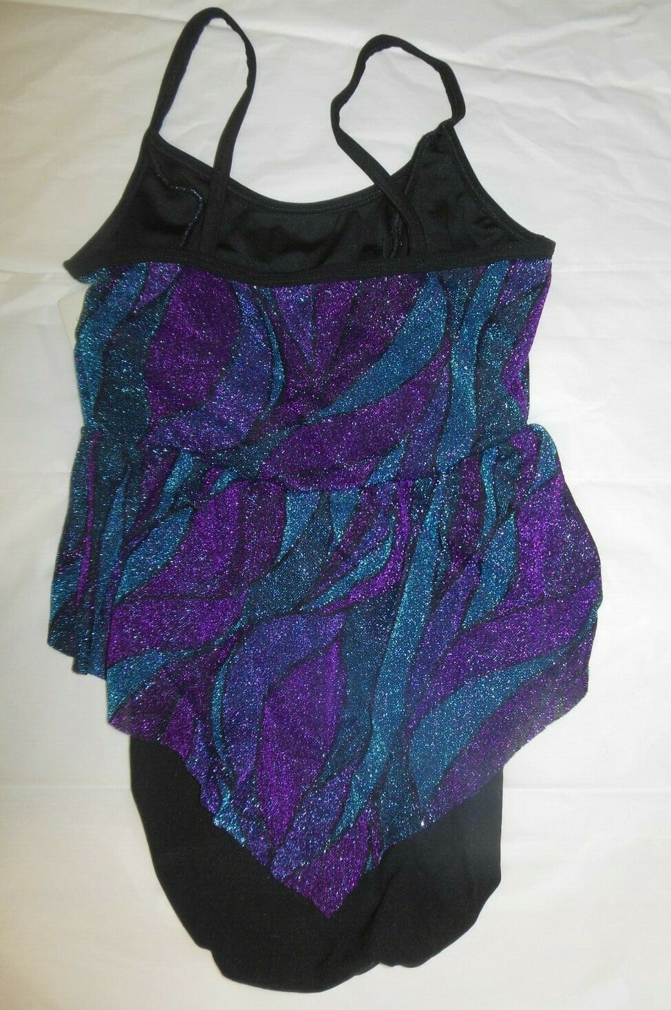 Black Camisole costume leotard Small adult Wolff Fording Metallic lurex trim