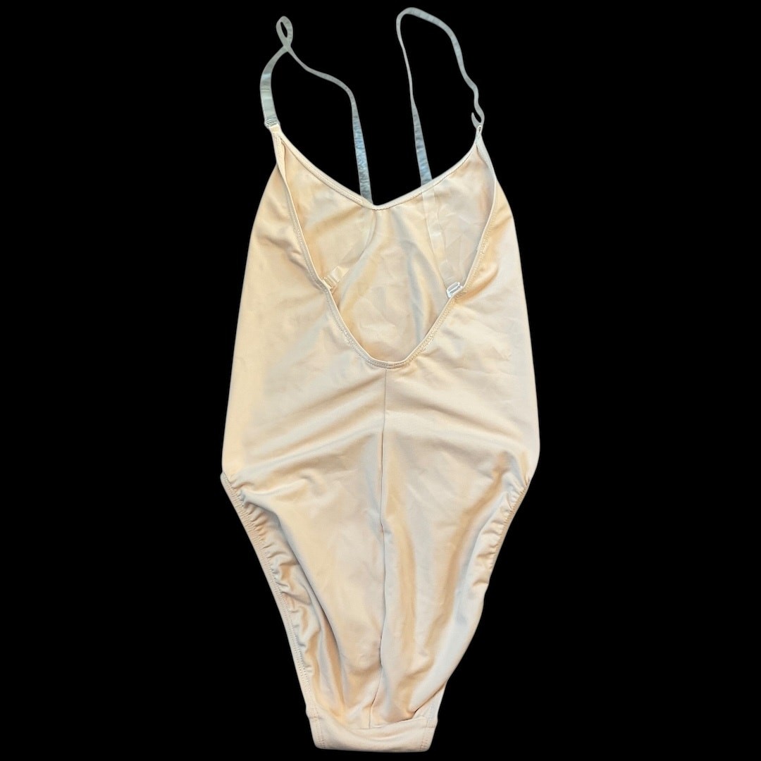 NWOT Capezio Nude Camisole-Style Leotard with Clear Transition Straps Sz Medium