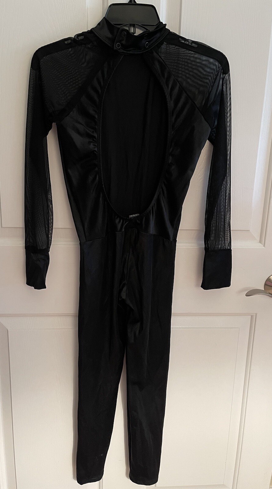 Kizzi Dancewear Black Mesh Long Sleeve Unitard, Open Back, Adult Medium **see
