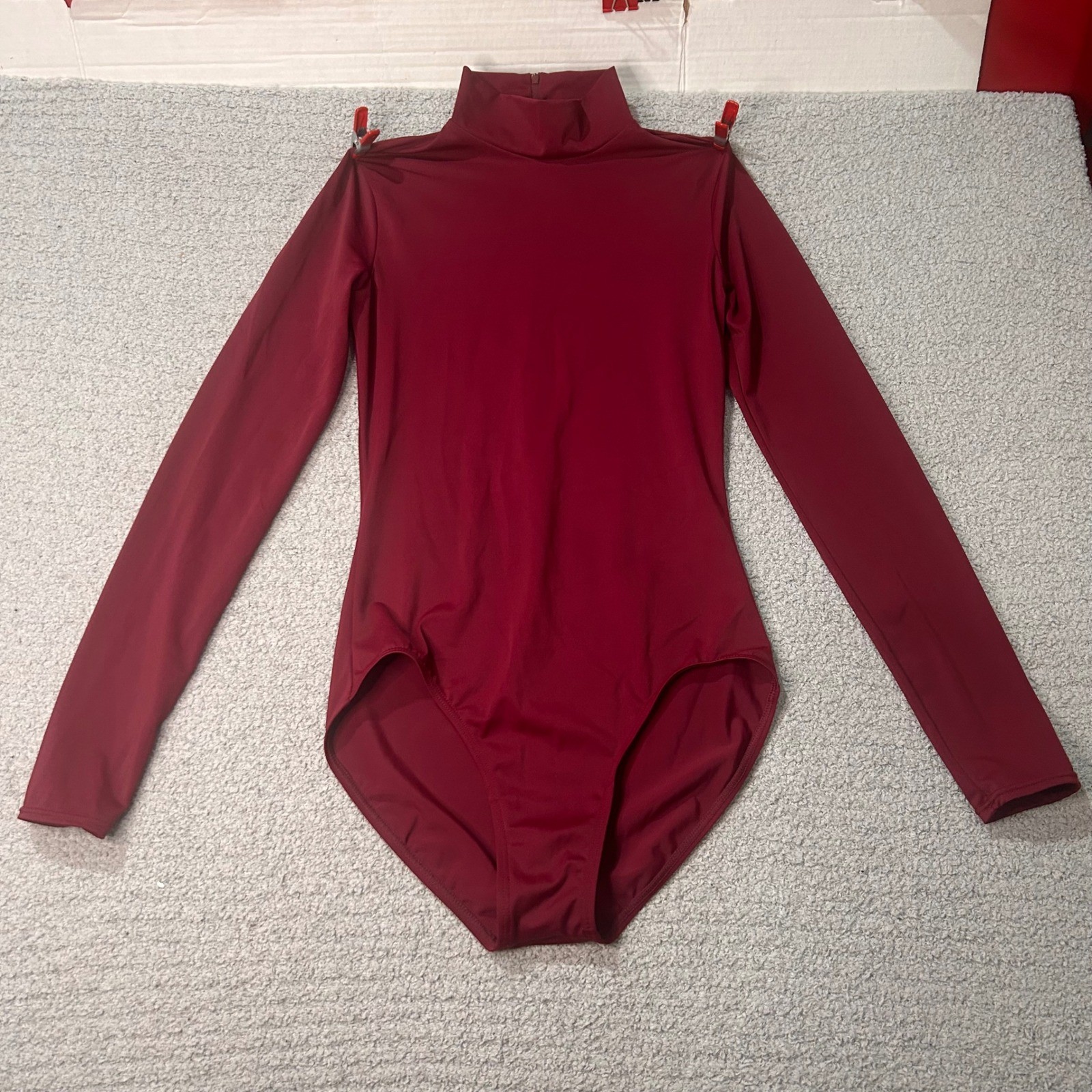 Weissman Dance Leotard Mock Neck MA Burgundy Balletcore Contemporary Minimalist