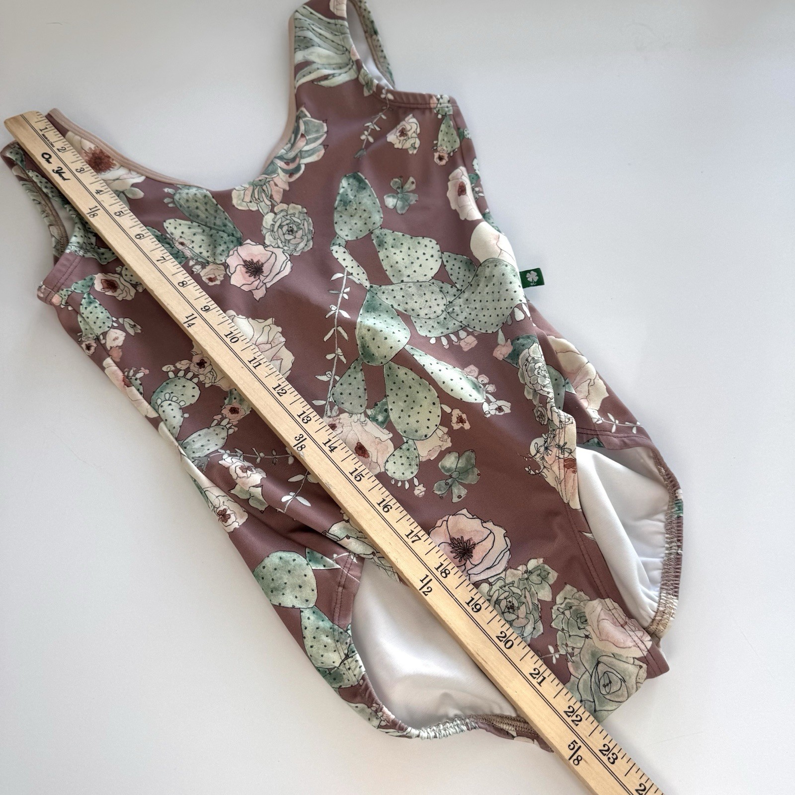 Luckyleo dancewear leotard One Piece Open Back Sz S Dusk Rose cactus Floral Boho