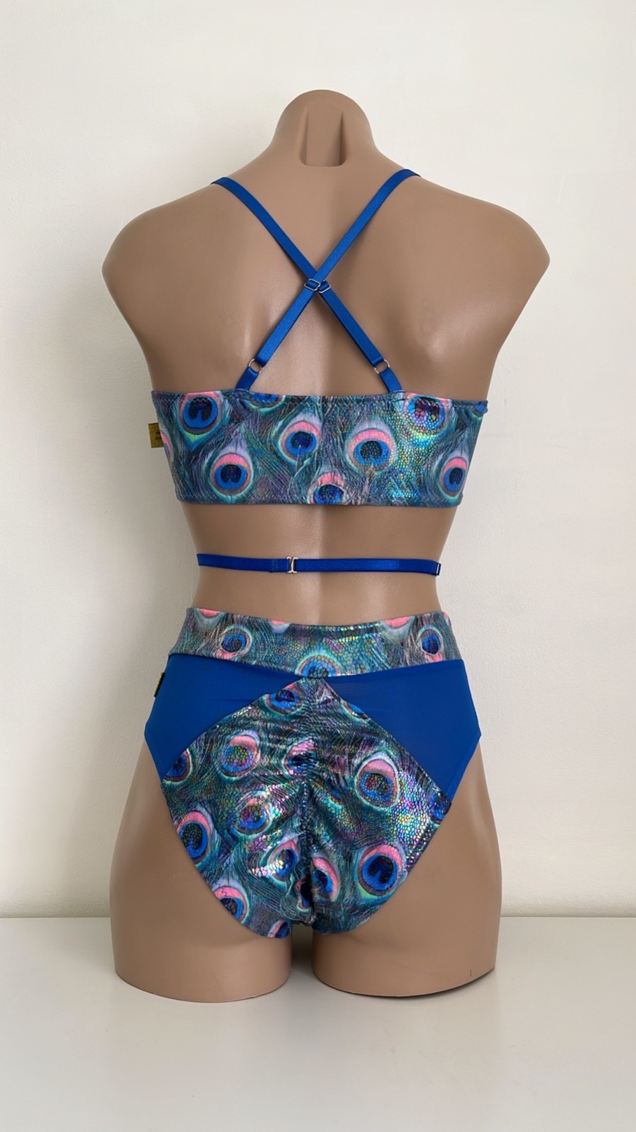 Schminke 🦚 peacock pole-dance set baby evil top & Hybrid bottoms high leg mesh