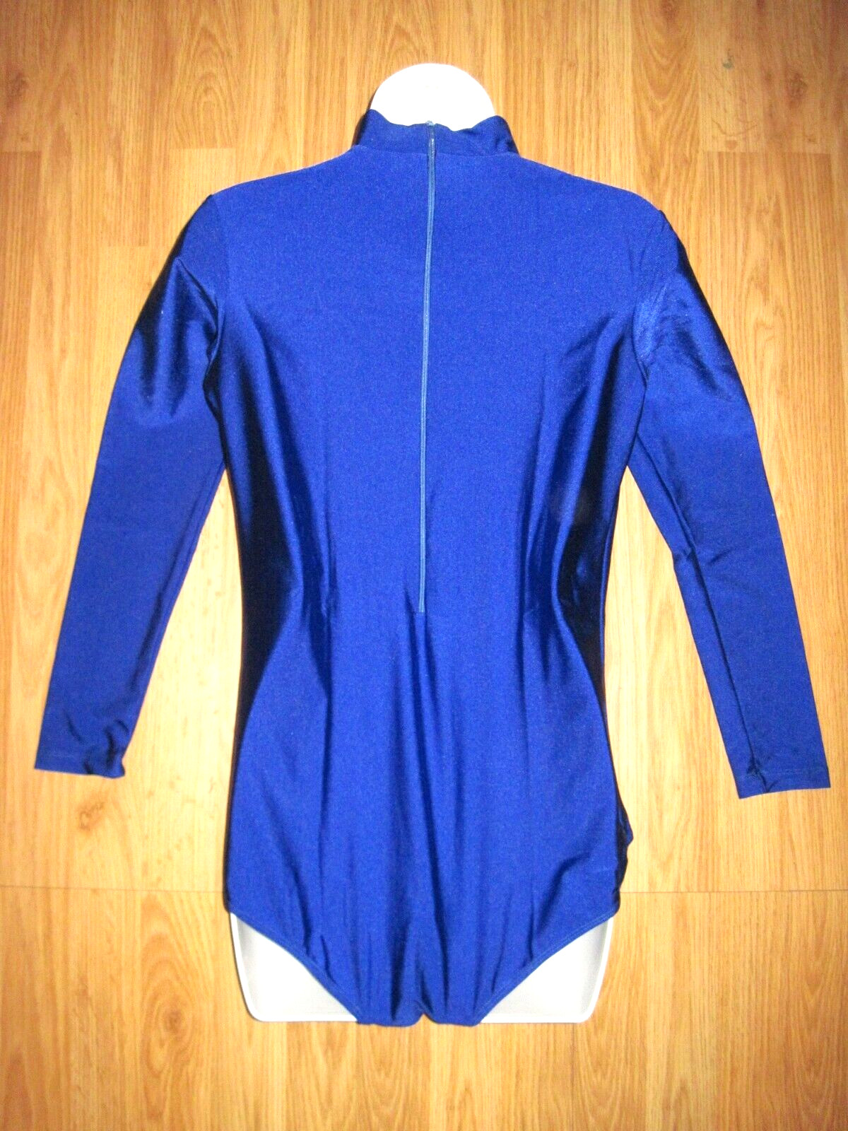 Plus Size Shiny Royal Blue Spandex Long Sleeve T-Neck Leotard Size XXL-2XL New