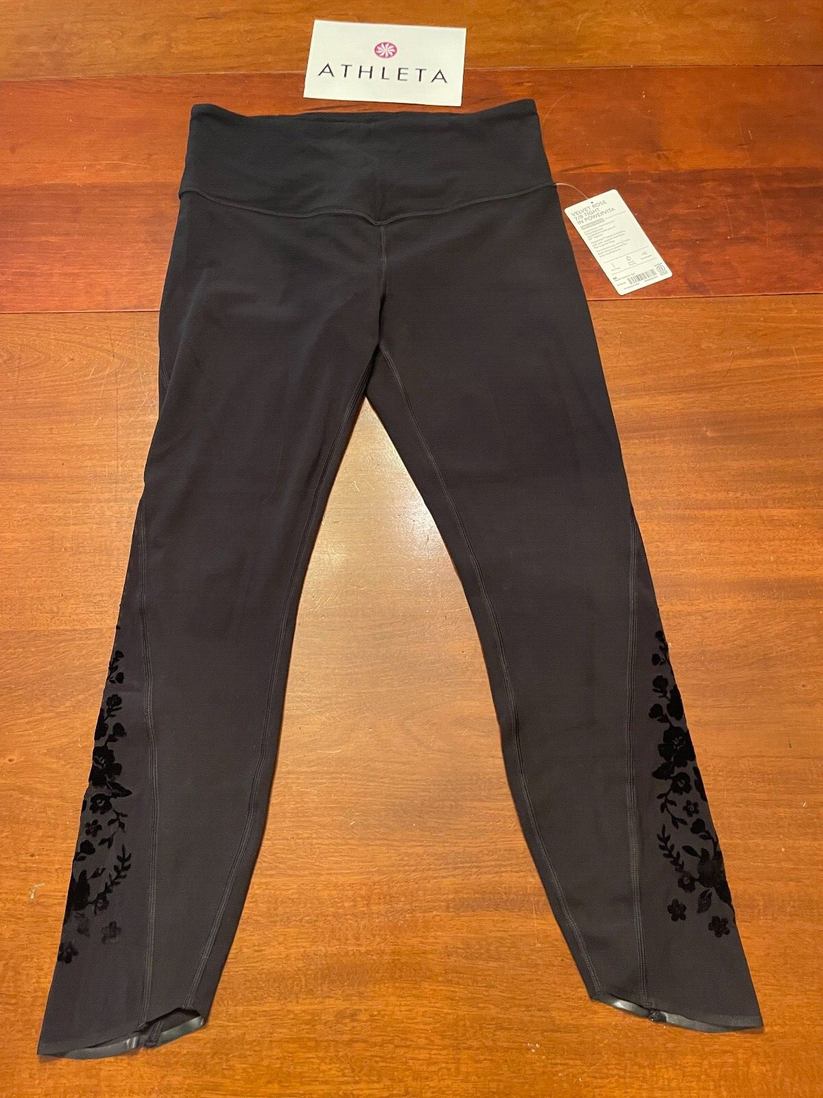 NWT $98 ATHLETA Velvet Rose LIMITED EDITION shirt top FLOCKED LACE powervita S T