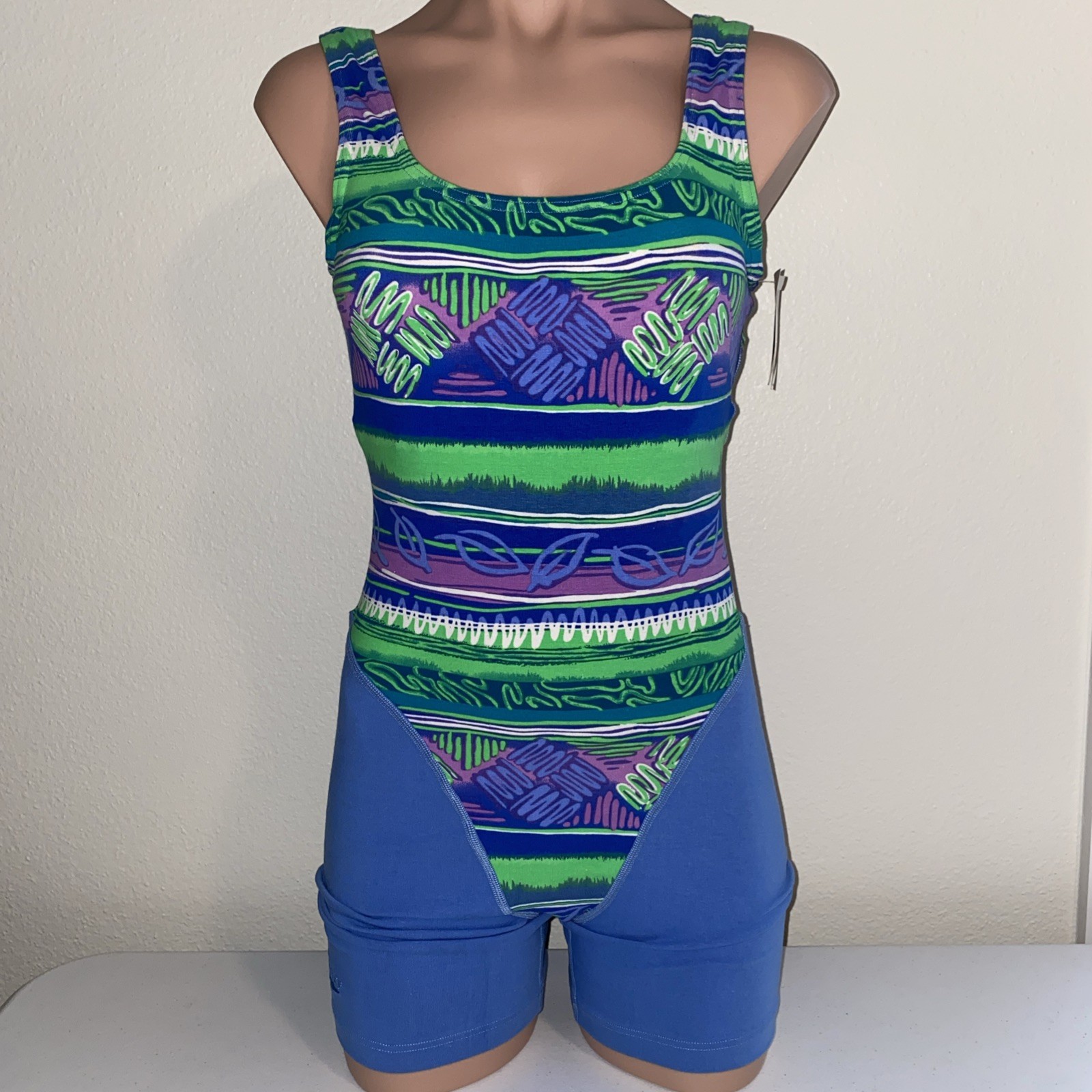 NOS Vintage Speedo Authentic Fitness Unitard Thong Detail Bodysuit 80s Retro – L