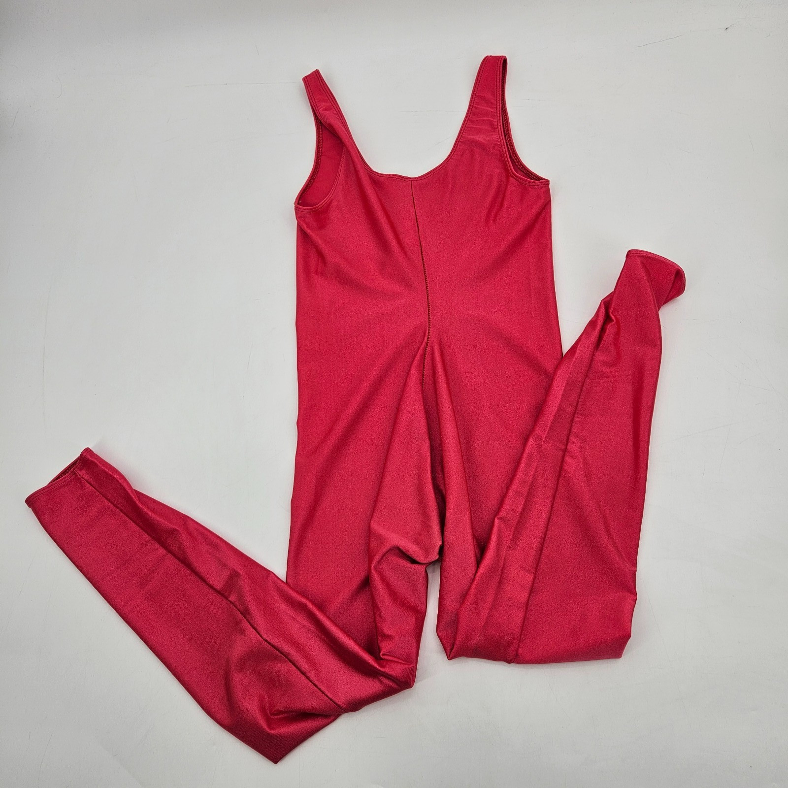 Vintage THE BODY CO. Shiny Jumpsuit Bodysuit Large Red Nylon Spandex Unitard