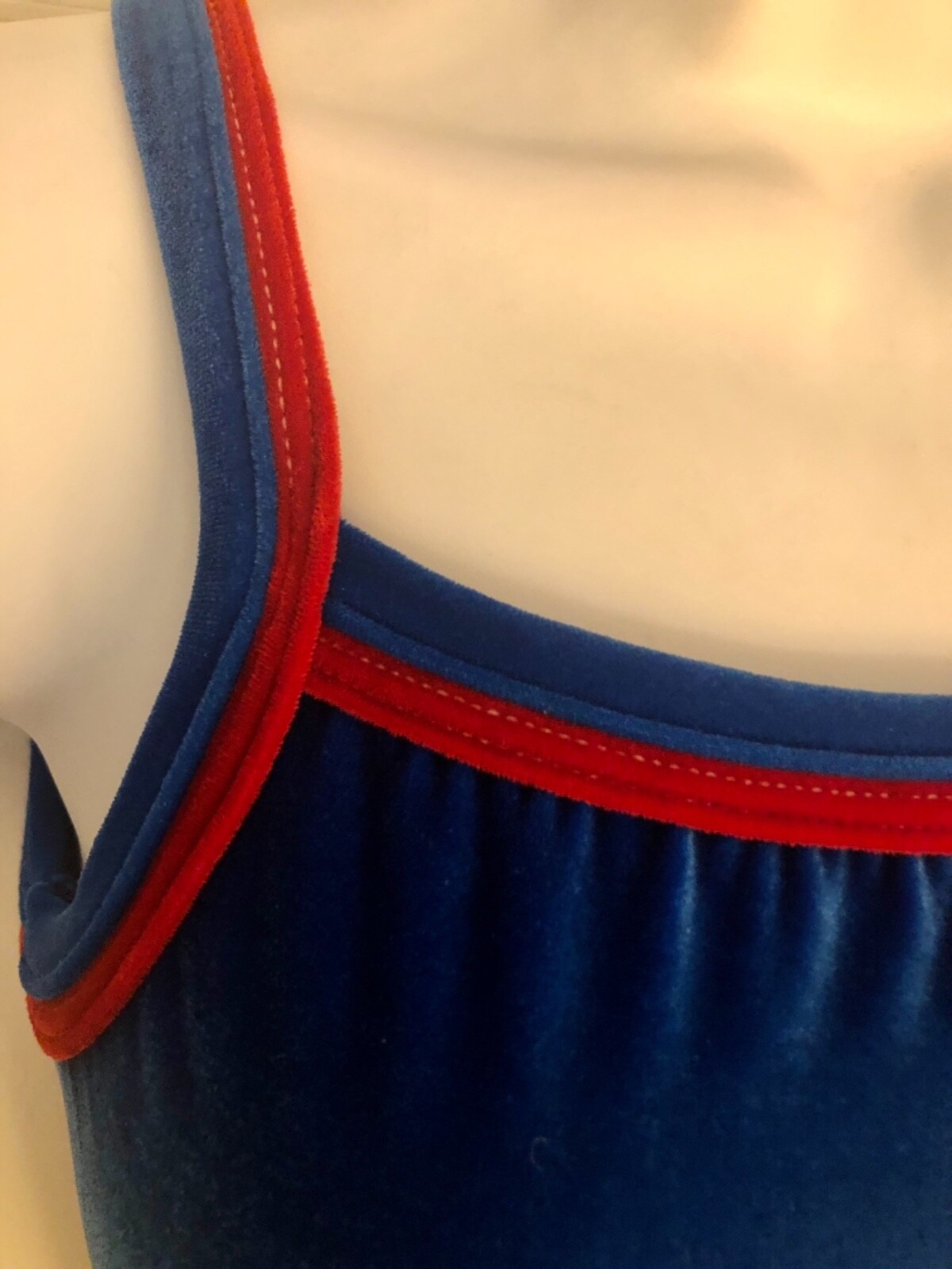 GK DANCE BIKETARD ADULT SMALL OCEAN BLACK RED VELVET GYM CHEER CAMISOLE Sz AS