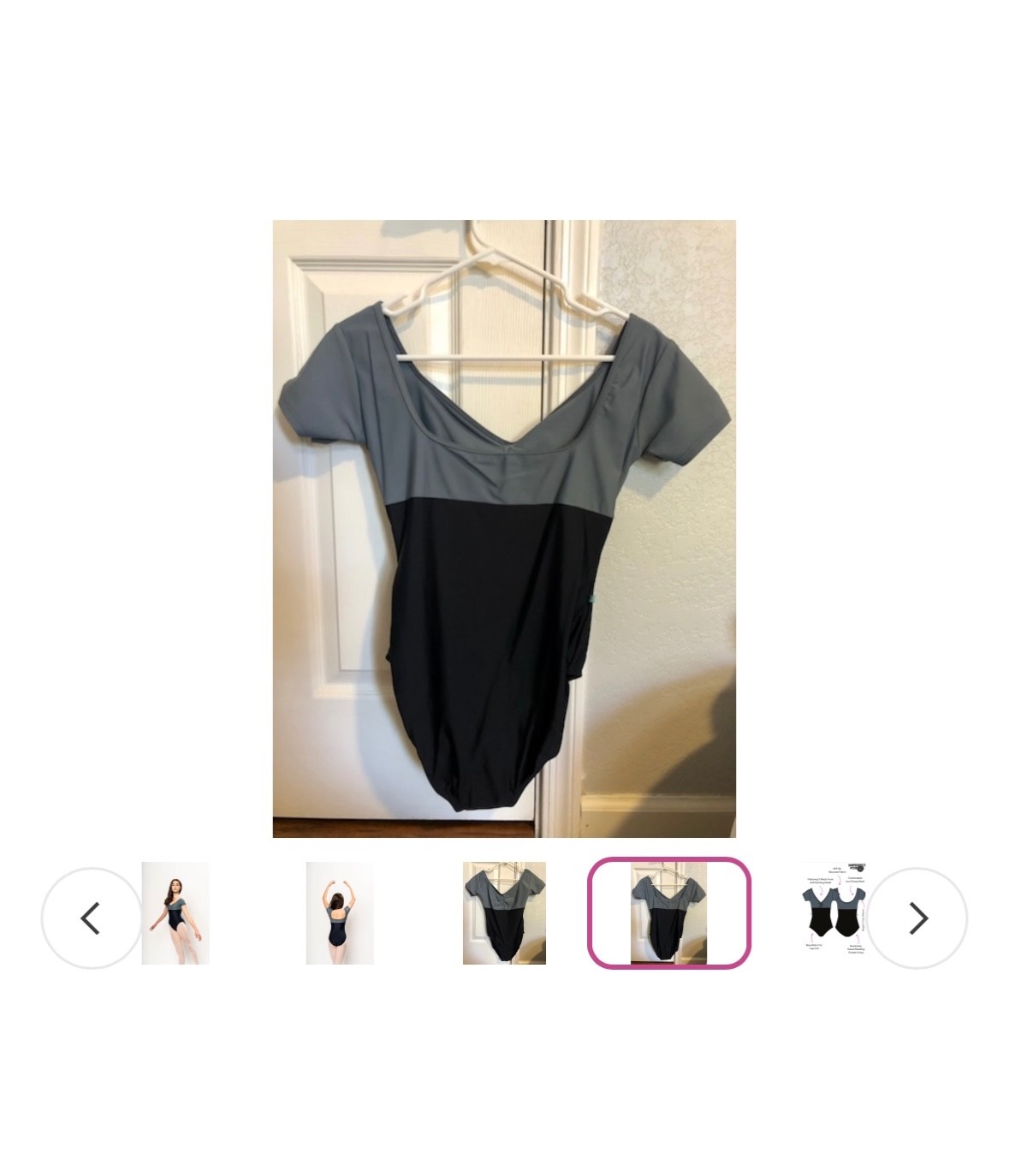 Imperfect Pointes Leotard| Large| Black and Grey| EUC