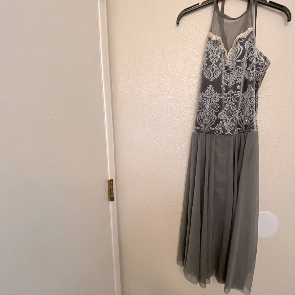 WEISSMAN Dance Costume gray leotard dress SANDPAPER BALLET 11460 Child XLC