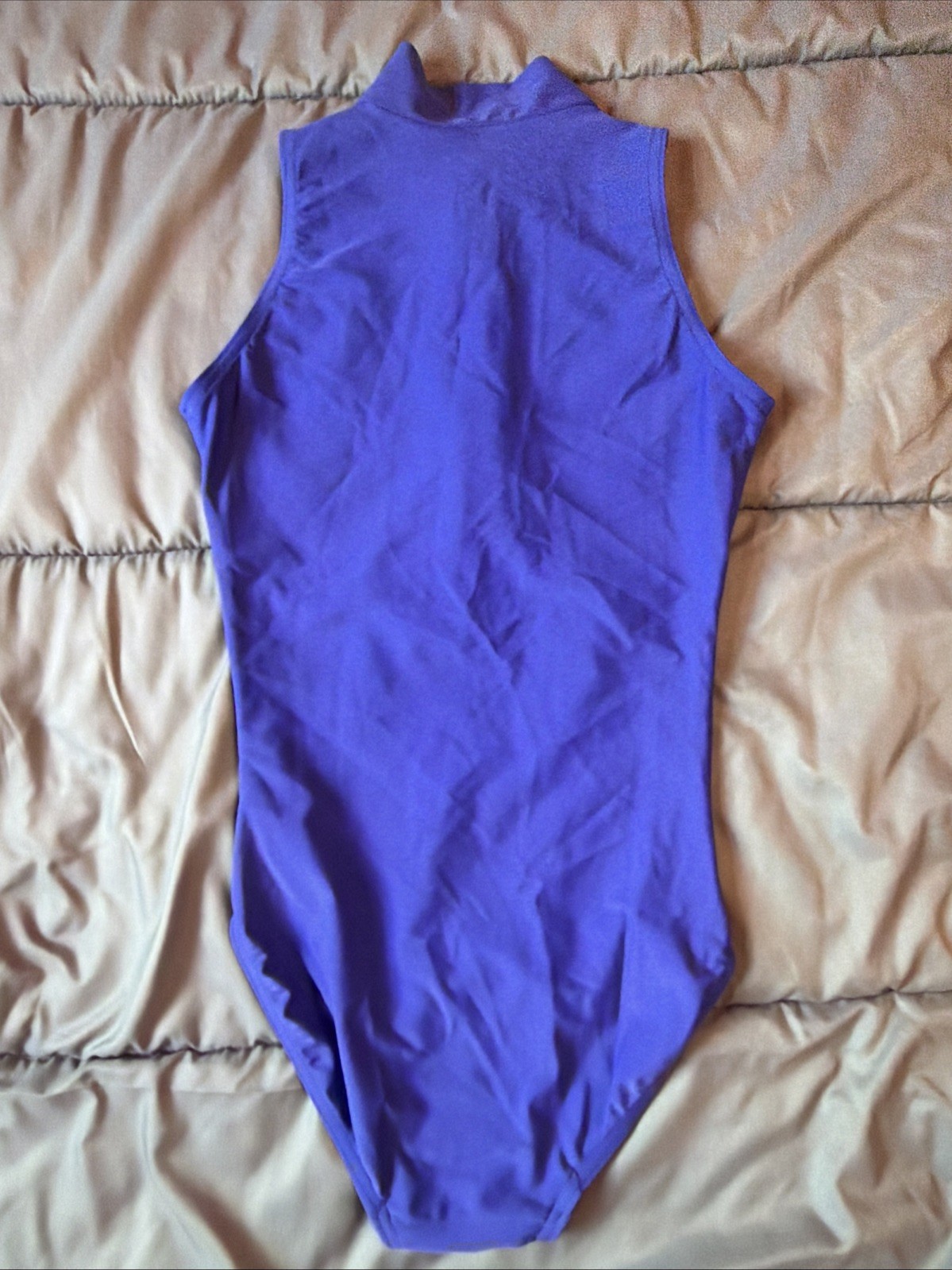 BP Designs Adult Small Blue Mock Neck Zip Front Dance Leotard Sleeveless Ballet
