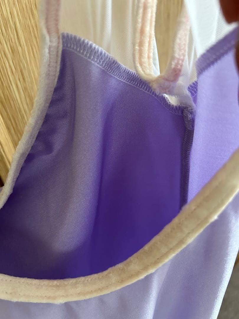 YUMIKO Leotard SL Light Purple Velvet Trim Made in Spain Rare