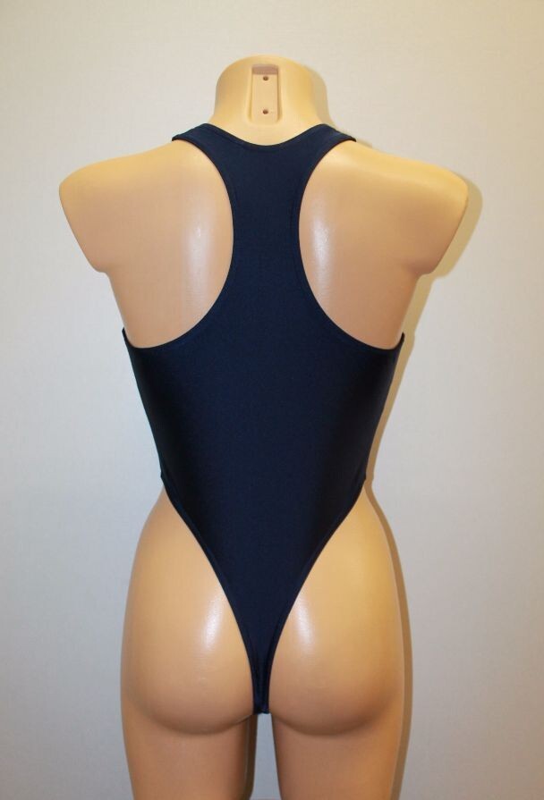 Women Thong Leotard 202-15 Dark Blue Spandex Size S