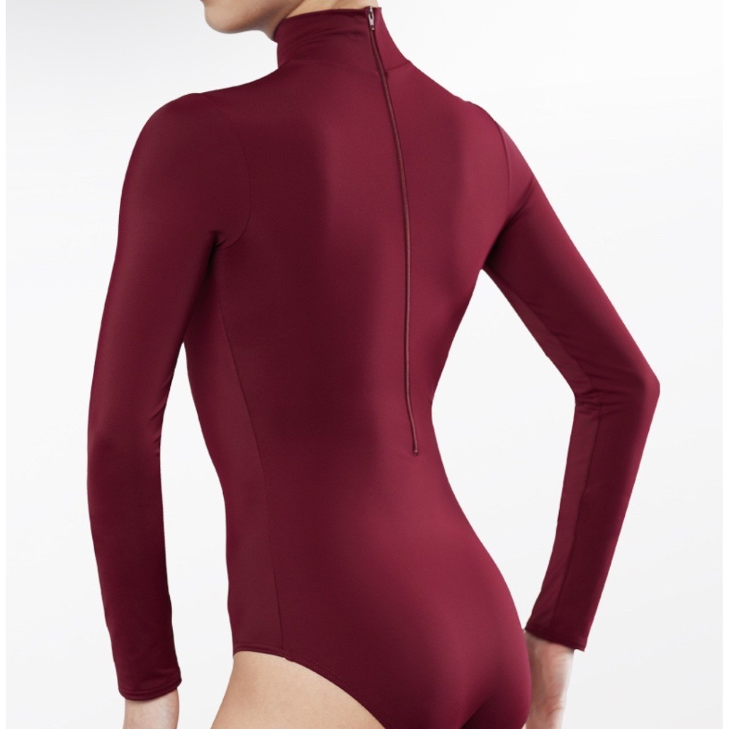 Weissman Dance Leotard Mock Neck MA Burgundy Balletcore Contemporary Minimalist