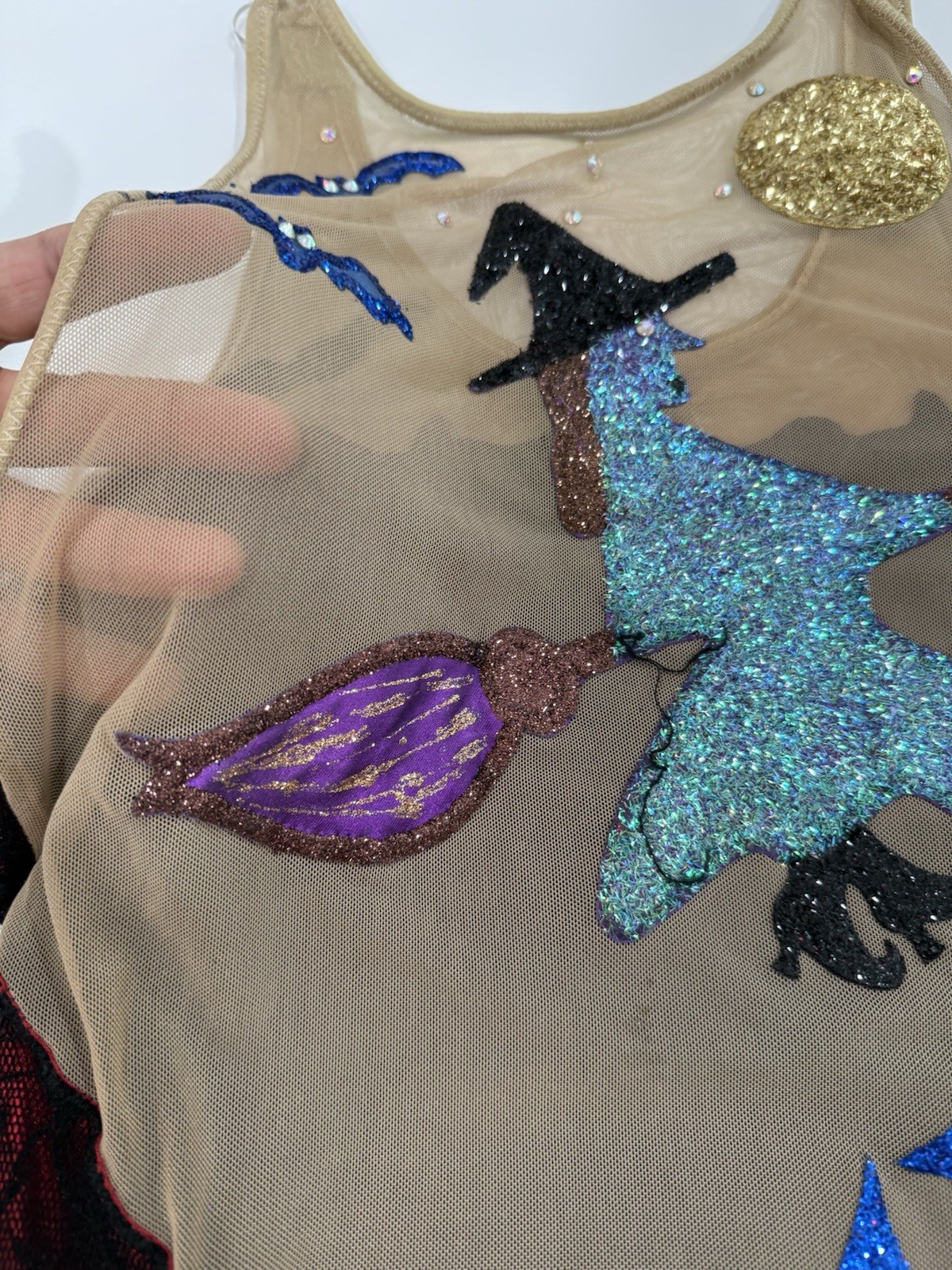 Leotard Rhythmic Gymnastics Bats Witch Handmade Dance Womens S/M
