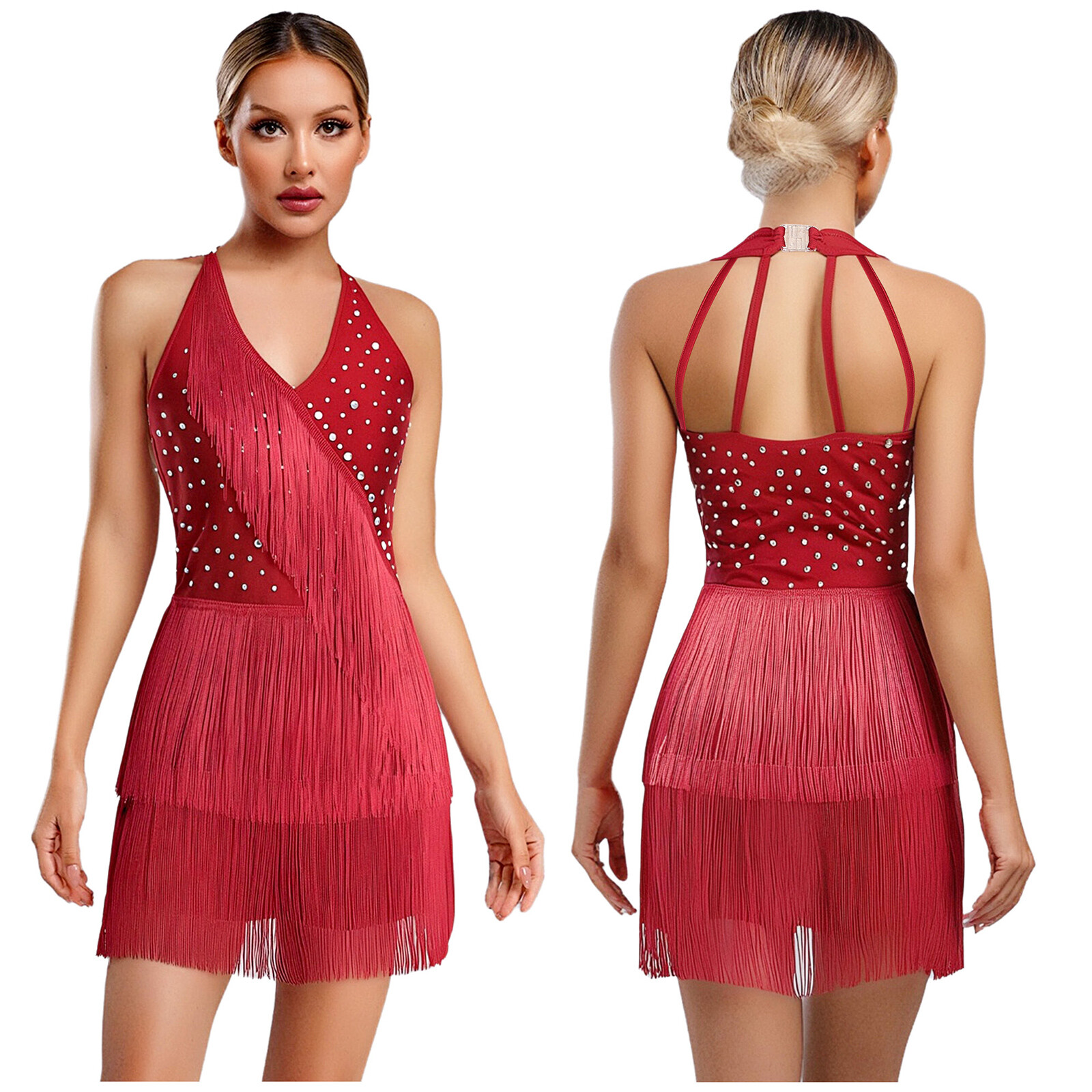 Women Leotard Salsa Dancewear Dress Jumpsuit Competition Bodysuit Ballet Samba