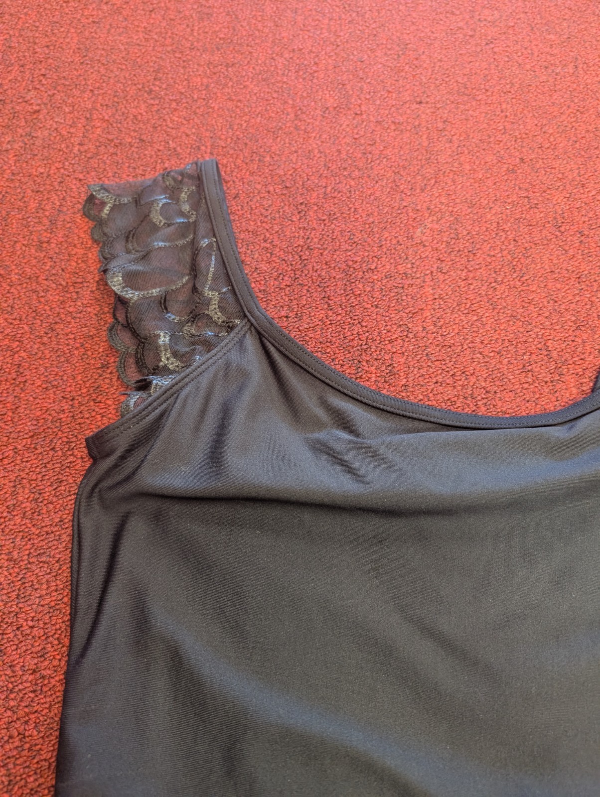 Wear Moi Peya Black With Black Scalloped Mesh Lace Cap Sleeve Leotard Ballet
