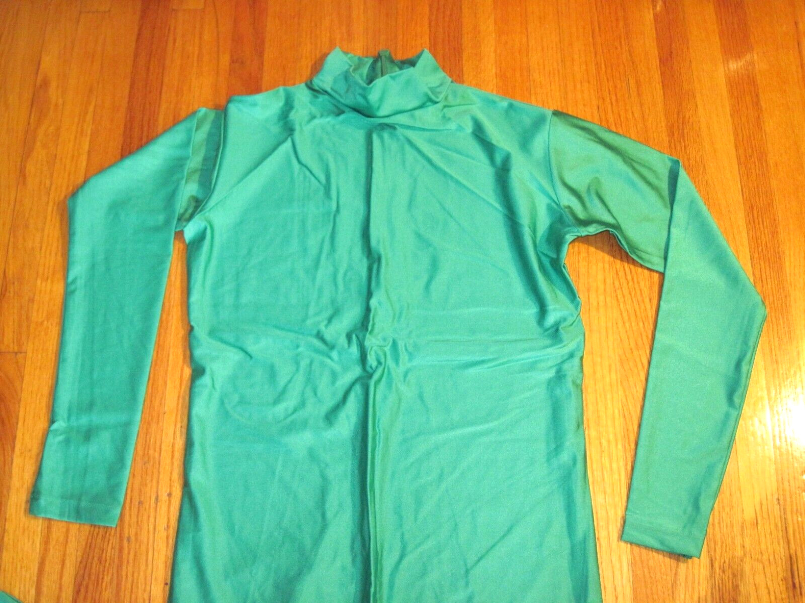 Plus Size Shiny Green Long Sleeve T Neck Footed Unitard Jumpsuit 2XL-16-18 New