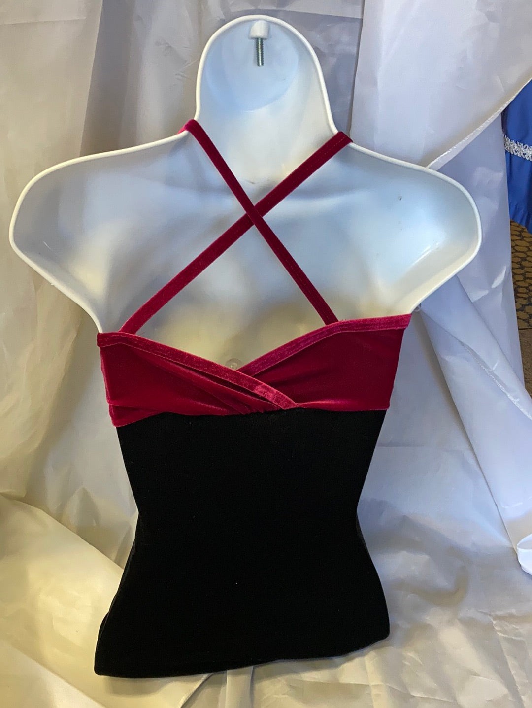 Body Wrappers Velvet Black & Fuchsia Crossover Cami Ballet Leotard Ladies Small