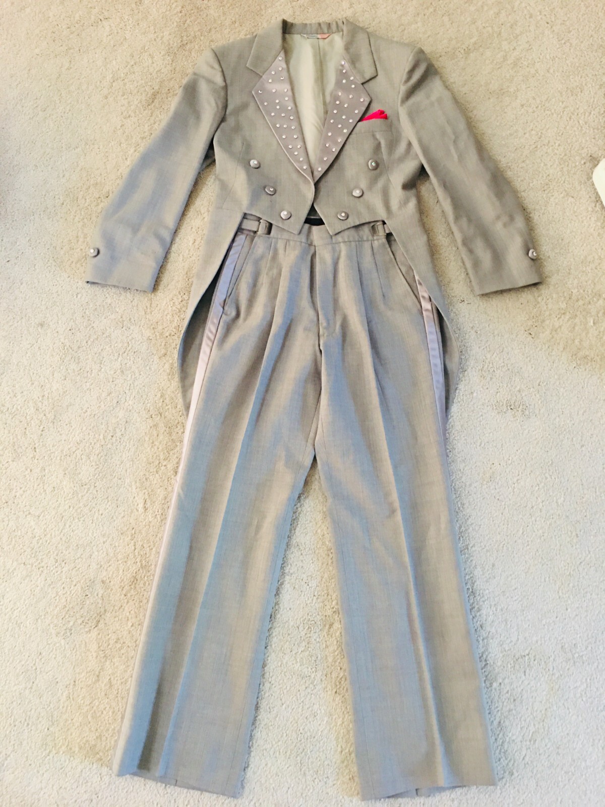 Tailored grey tuxedo pantsuit performance/dance costume
