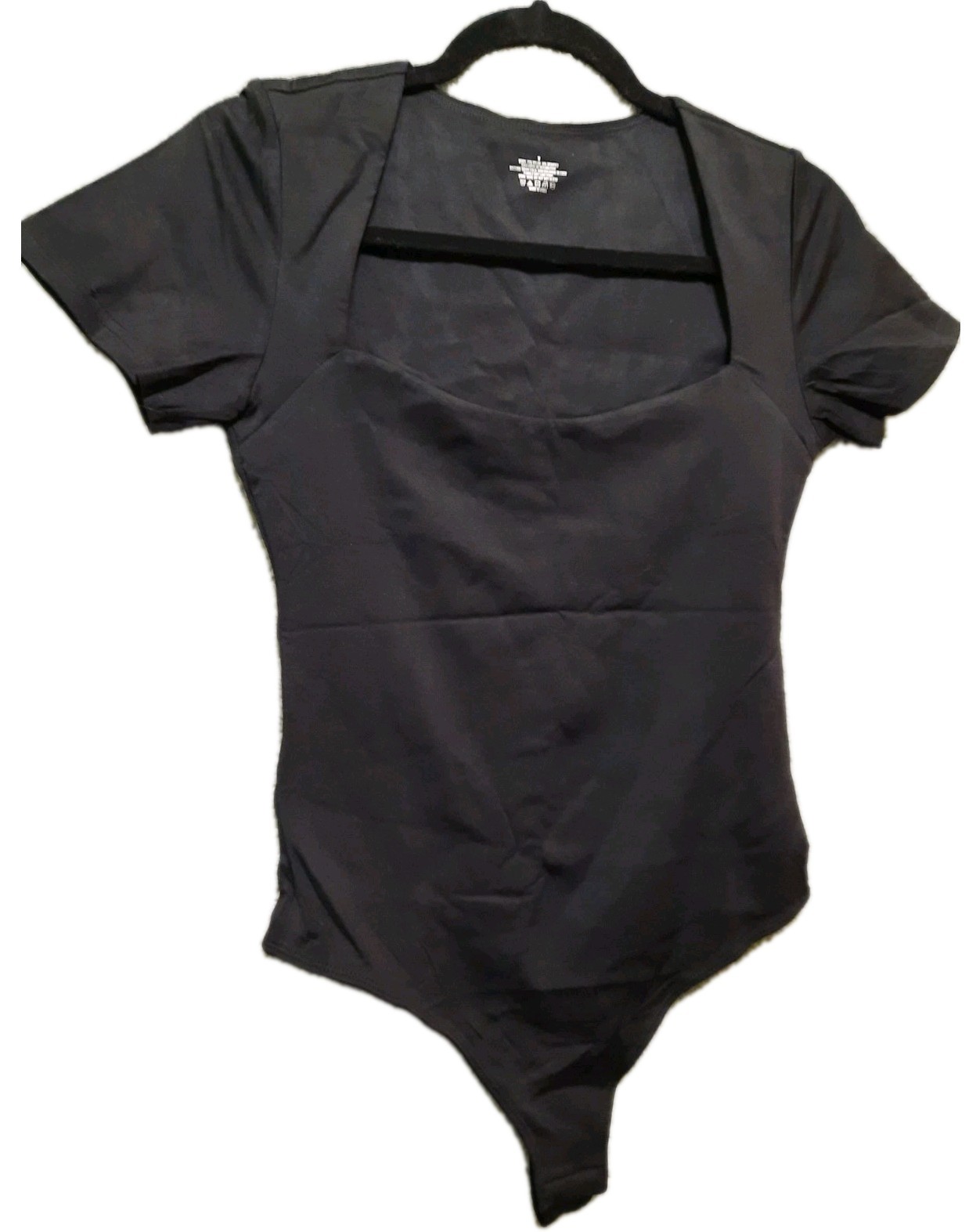 Black Short Sleeve Bodysuit Snap Closure Women’s Size Medium Stretch Capsule