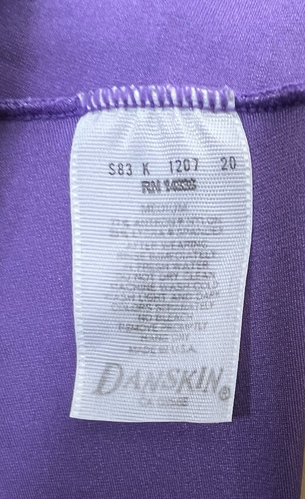 Vintage Danskin Purple Surplice Long-Sleeved Leotard Made in USA Medium M