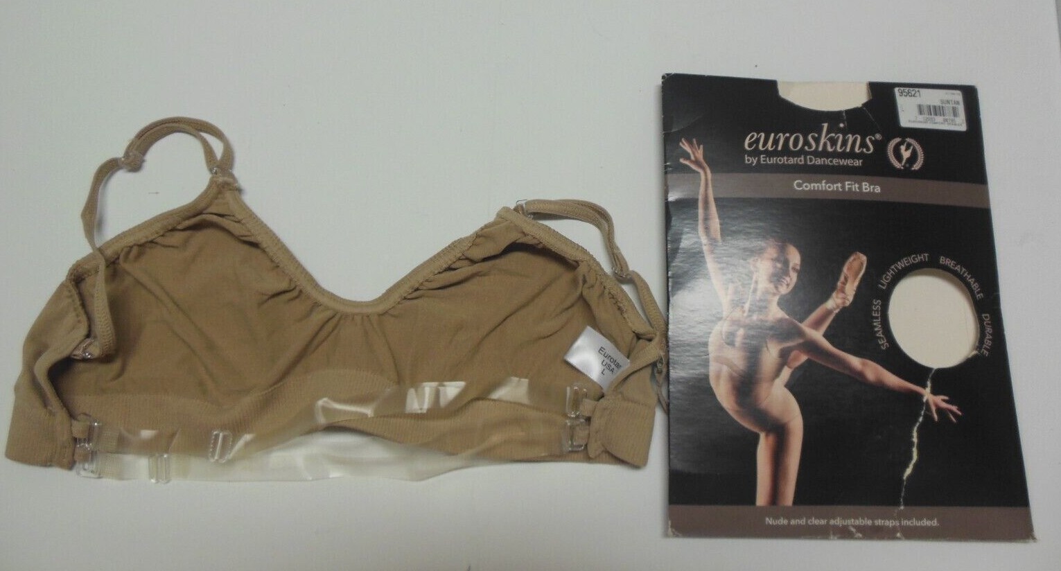 Eurotard Camisole adjustable strap clear back comfort fit bra ladies szs Suntan