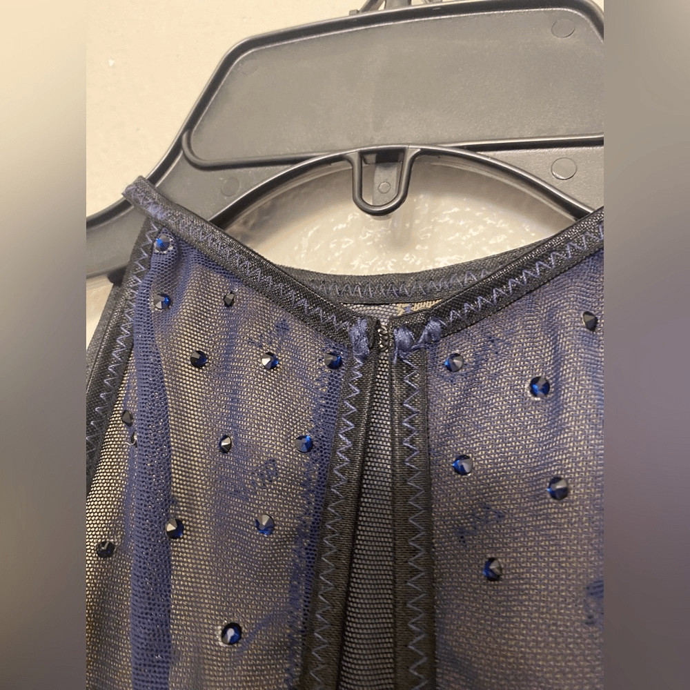 Custom navy blue Dance Costume embellished rhinestoned lyrical dress adult SA