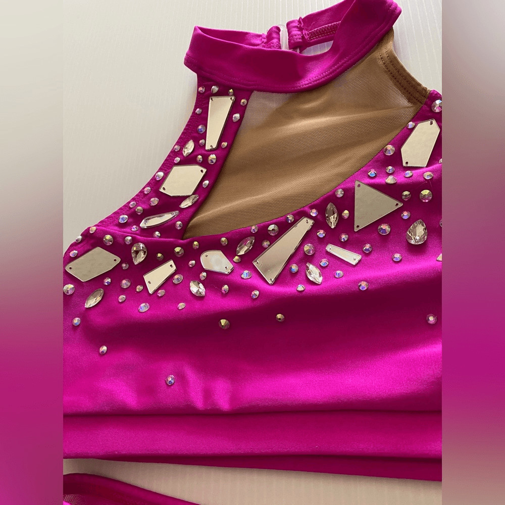 AA dance design costume custom hot pink Malfi Blossom 2 piece contemporary SA