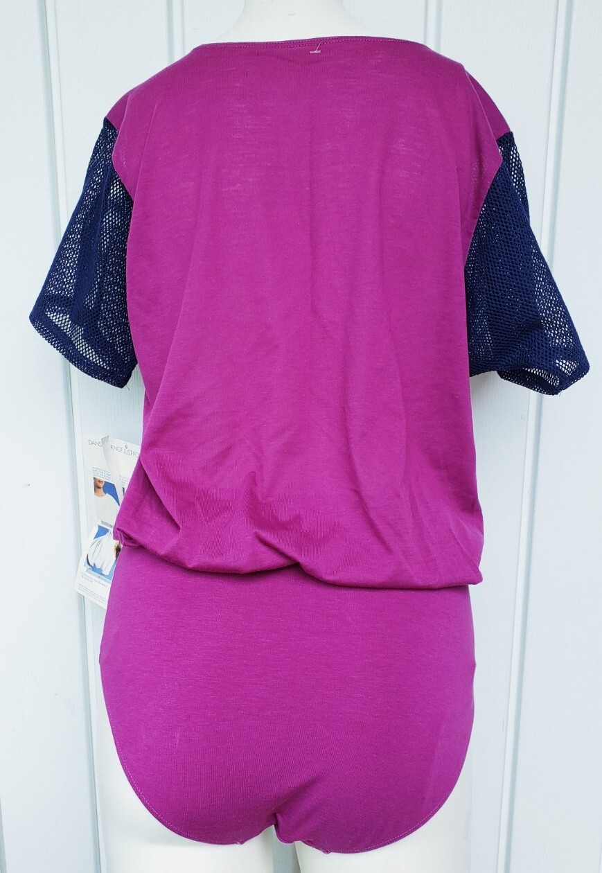 Vintage Danskin Blouson Leotard Size Large NEW 1980’s Plum Navy Dance Excercise