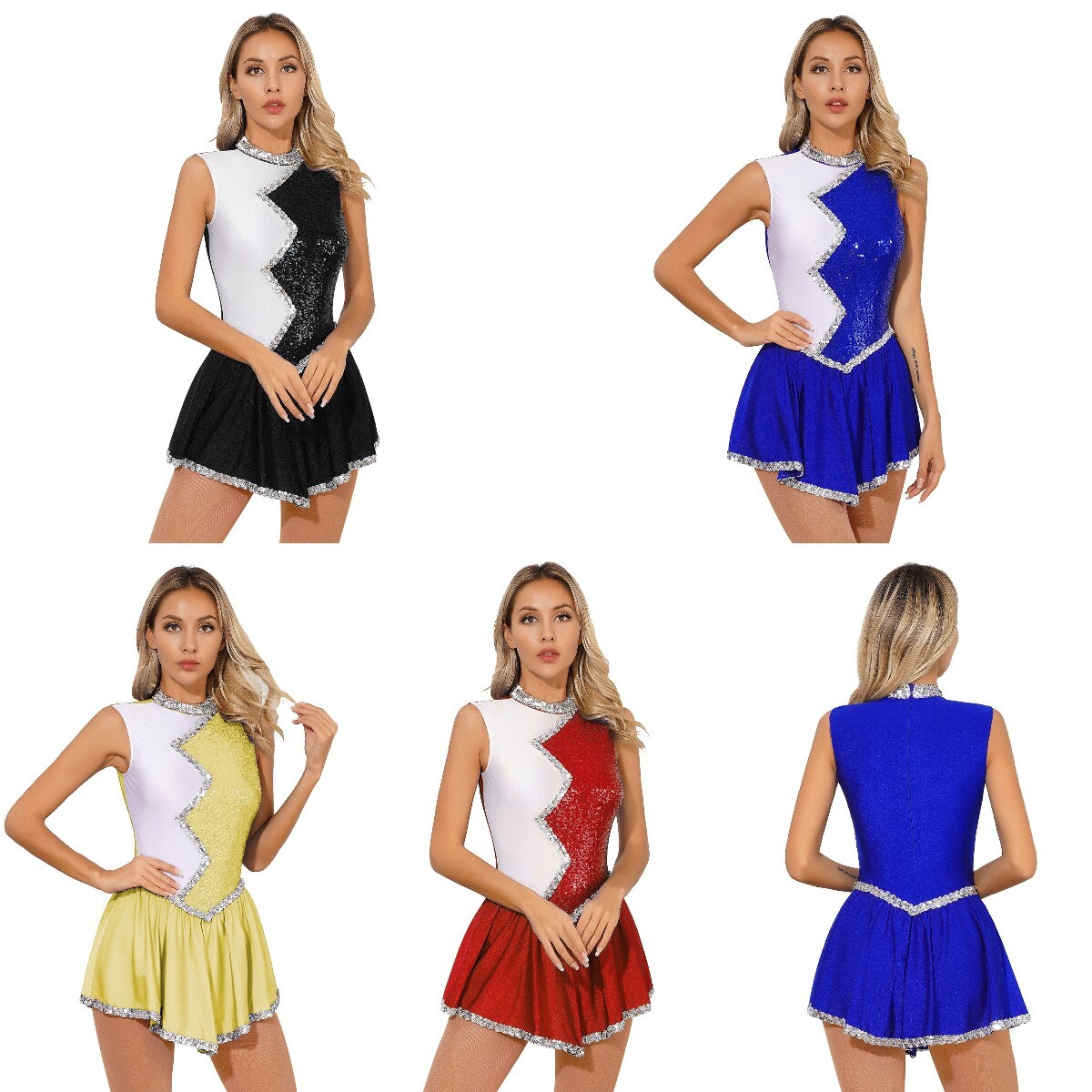 Womens Dancewear Dance Figure Skating Latin Dress Color Block Clothing Cocktail