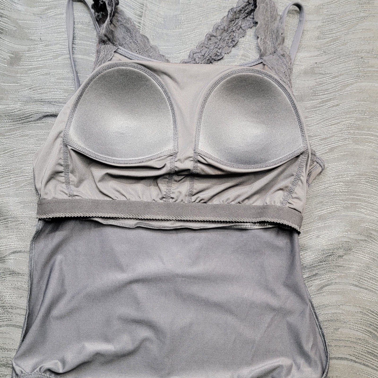 Capezio Black Lace Camisole Leotard High Neck Lace Trim Low Scoop Back Lace SZ L