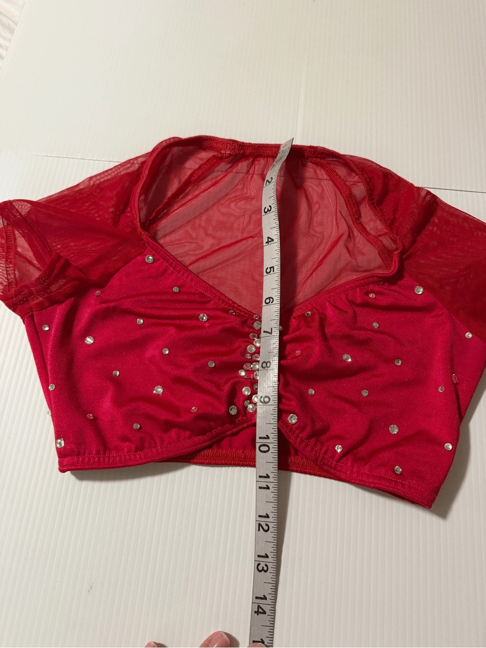 Kelle red top En Vogue Dance Costume custom rhinestone solo 2796 adult SA