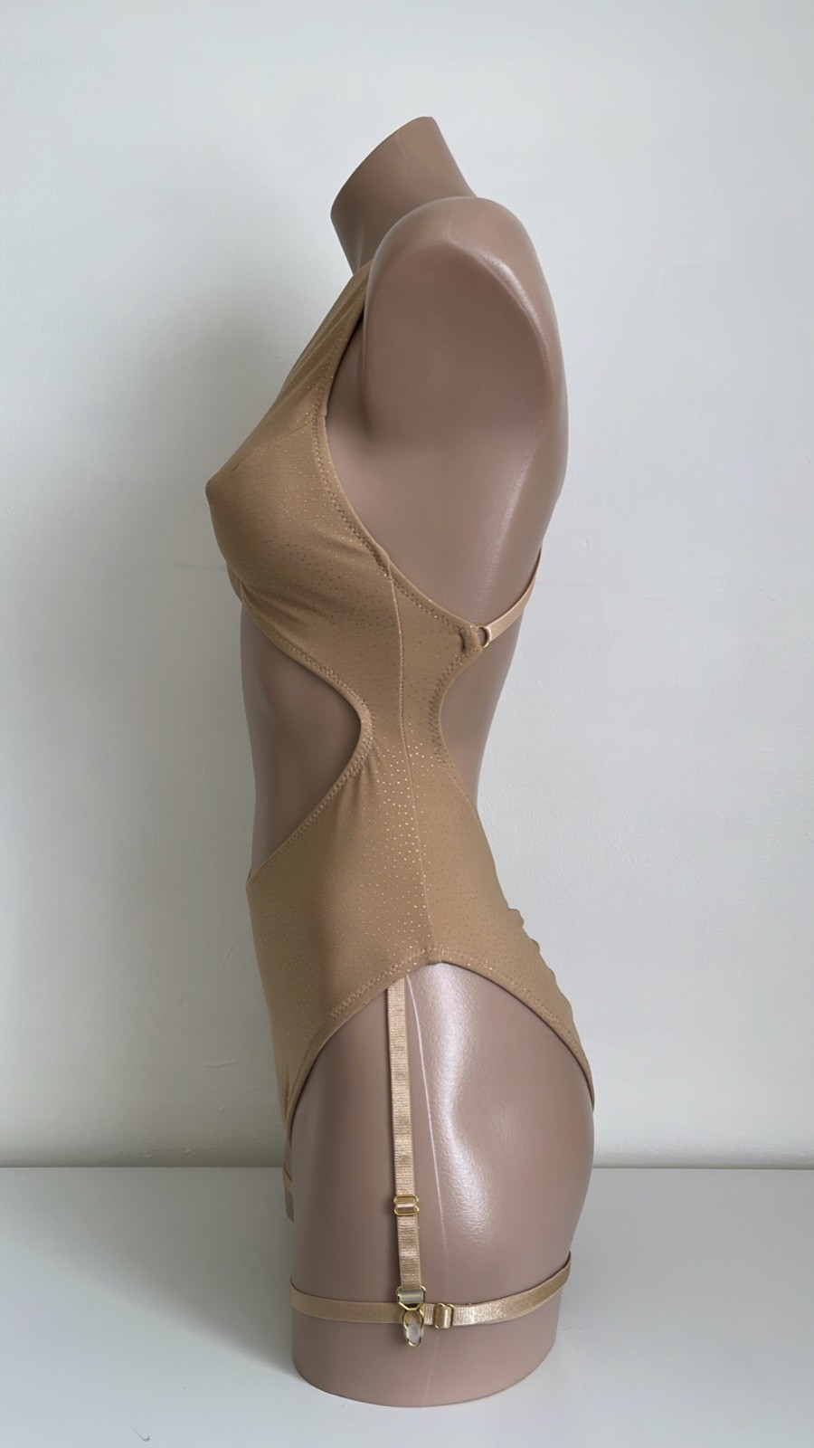 Schminke 🔥 dance wear nude mesh sparkle bodysuit monokini pole-wear one-piece