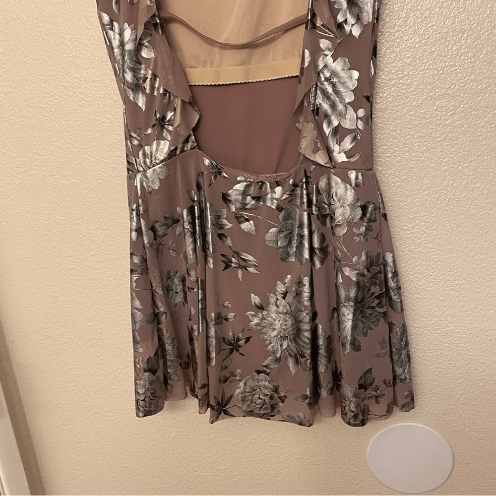 WEISSMAN Balera Dance Costume Metallic lavender mesh Floral Dress D11543 SA