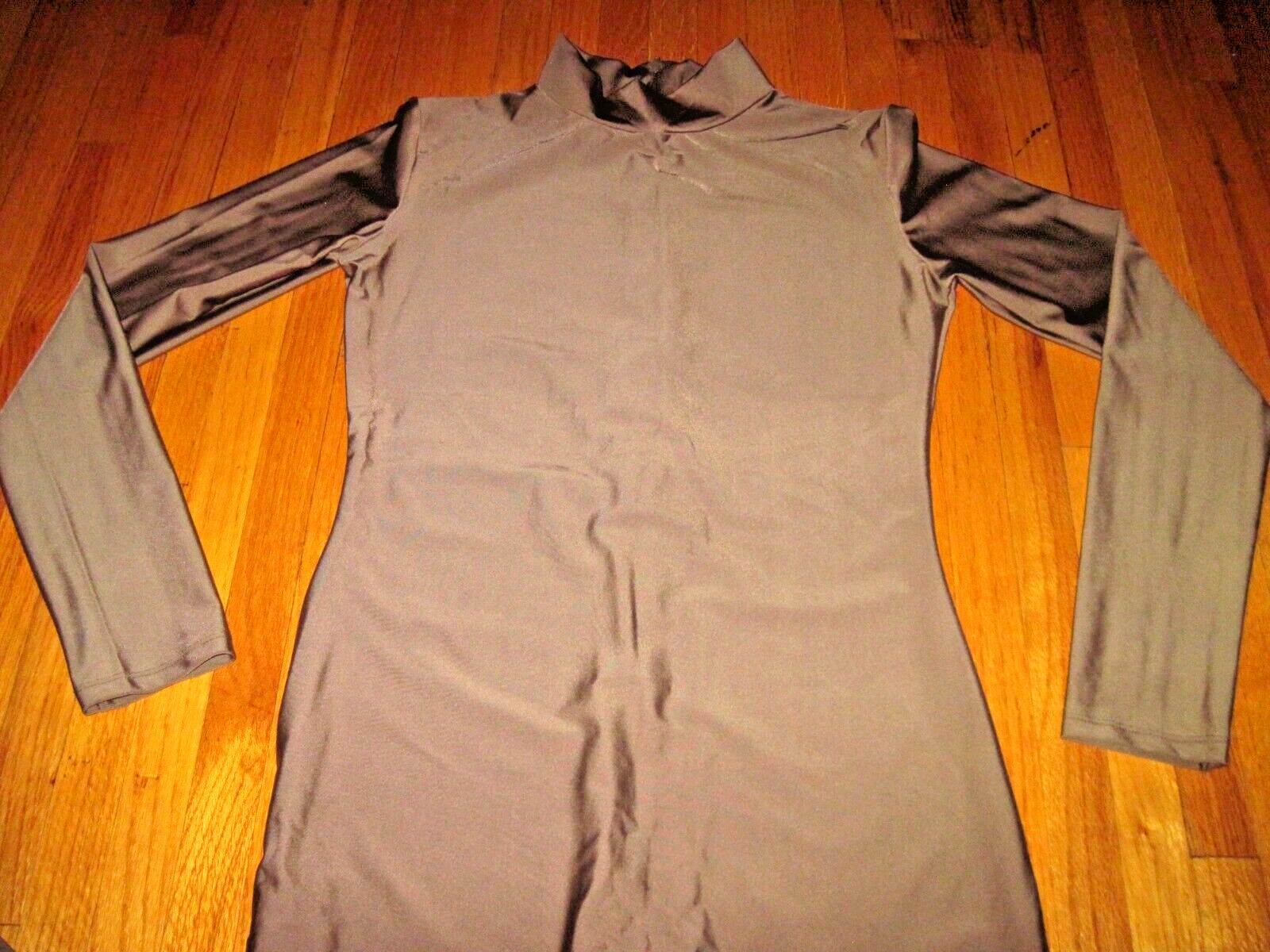 Plus Size Shiny Brown Long Sleeve T Neck Footed Unitard Size XL-14-16 New