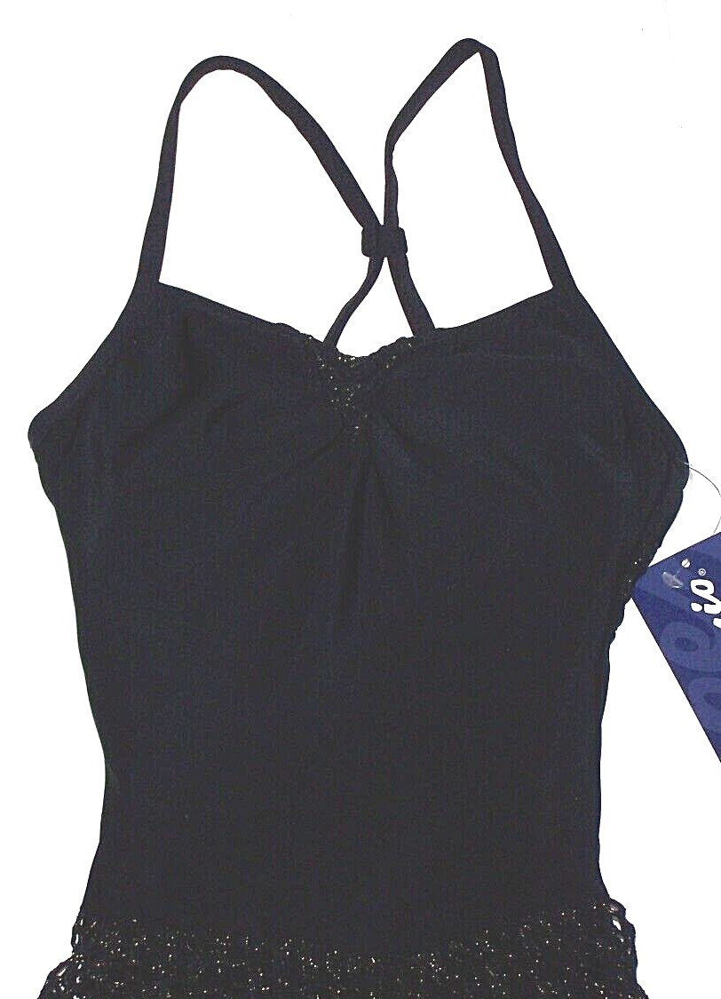 Capezio Camisole Dress Jacquard Skirt Leotard Bodysuit 10188 Black New Nwt Women
