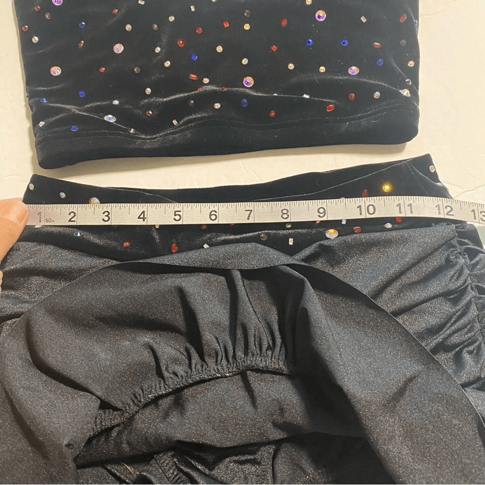 Weissman Elite dance costume 2 piece black Velvet Who Owns My Heart 17834 SA