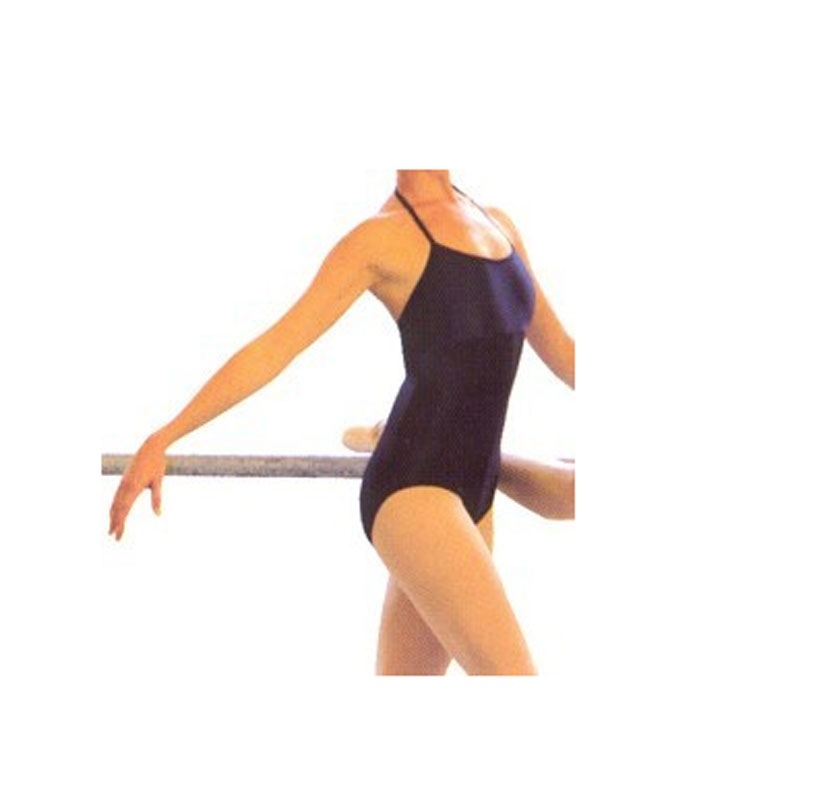 Harmonie HW606 Women’s XS Black Ribbed Halter Leotard